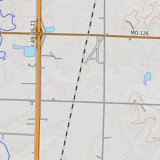OpenTopoMap map of Richards Lake Dam, MO