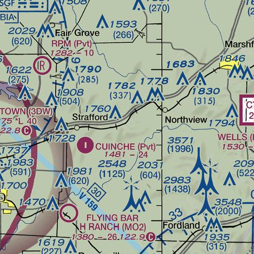 FAA VFR chart of Circle Lake Dam, MO