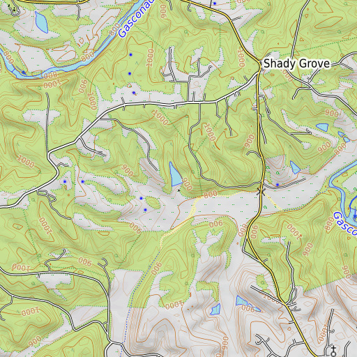 OpenTopoMap map of Schultz Lake, MO