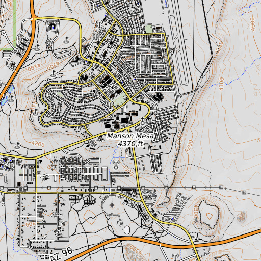 OpenTopoMap map of Manson Mesa, AZ