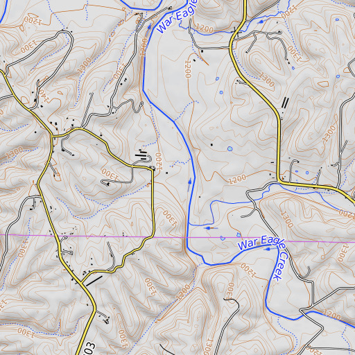 OpenTopoMap map of Clifty Creek, AR