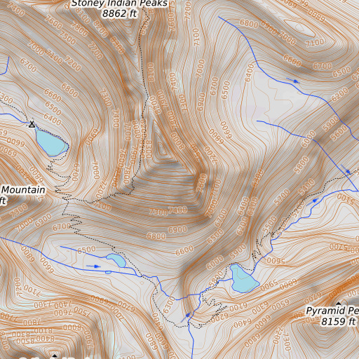 OpenTopoMap map of Lewis Range, MT