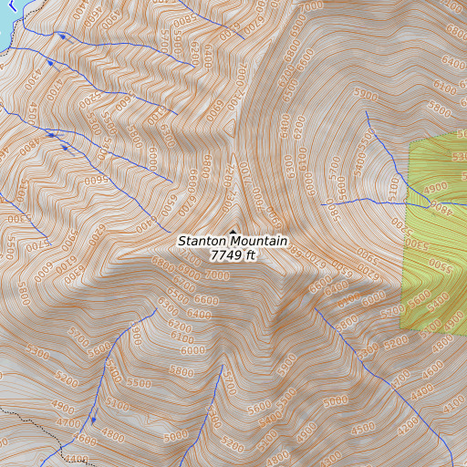 OpenTopoMap map of Stanton Mountain, MT