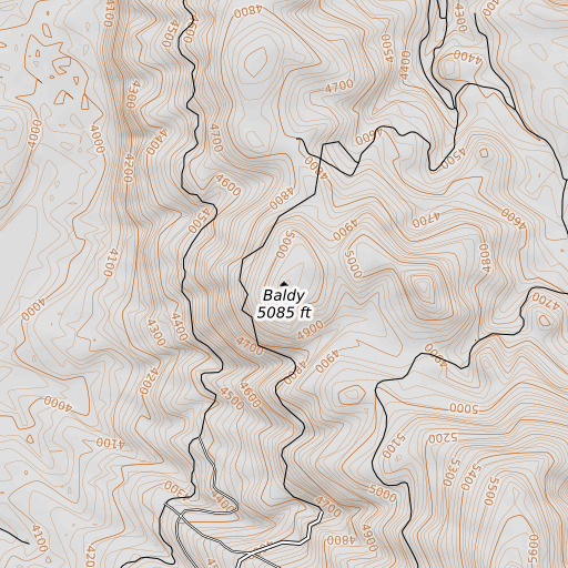 OpenTopoMap map of Baldy, MT