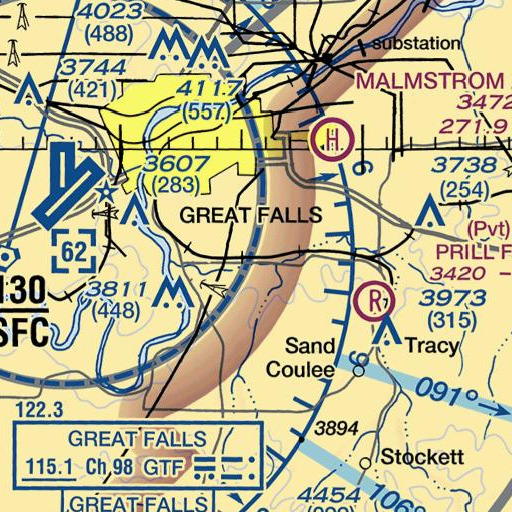 FAA VFR chart of Fields, MT