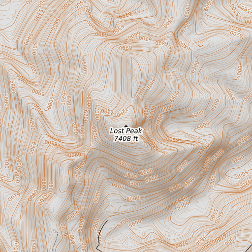 OpenTopoMap map of Lost Peak, MT