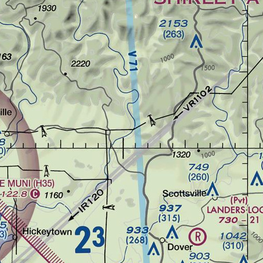 FAA VFR chart of Levi Branch, AR