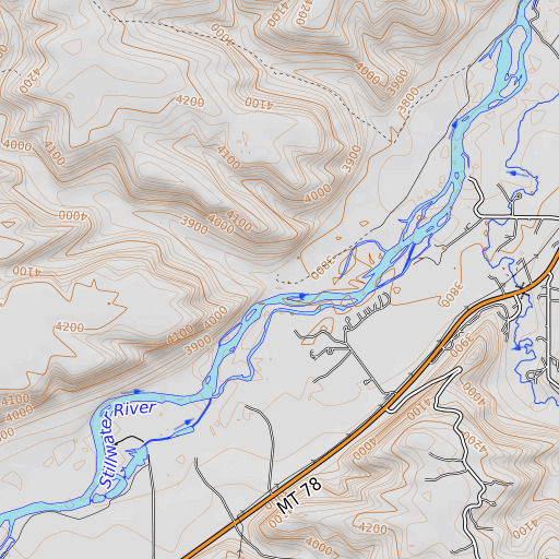 OpenTopoMap map of Norve Coulee, MT