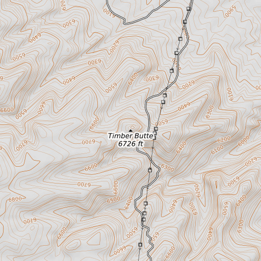 OpenTopoMap map of Timber Butte, MT