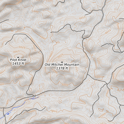 OpenTopoMap map of Old Mitchel Mountain, AR