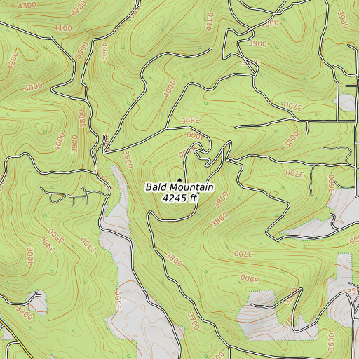OpenTopoMap map of Bald Mountain, MT