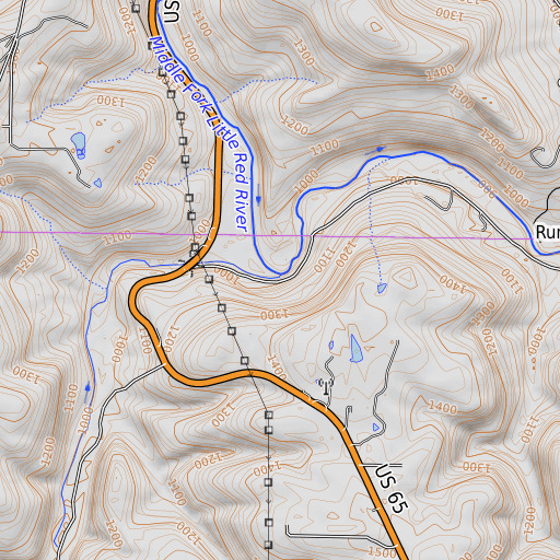 OpenTopoMap map of Peyton Creek, AR