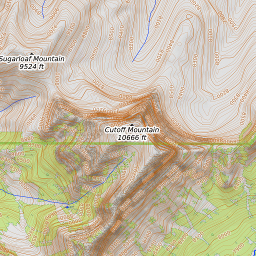 OpenTopoMap map of Cutoff Mountain, MT