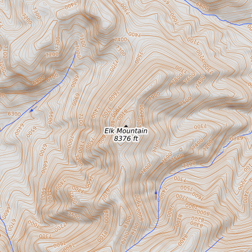 OpenTopoMap map of Elk Mountain, MT