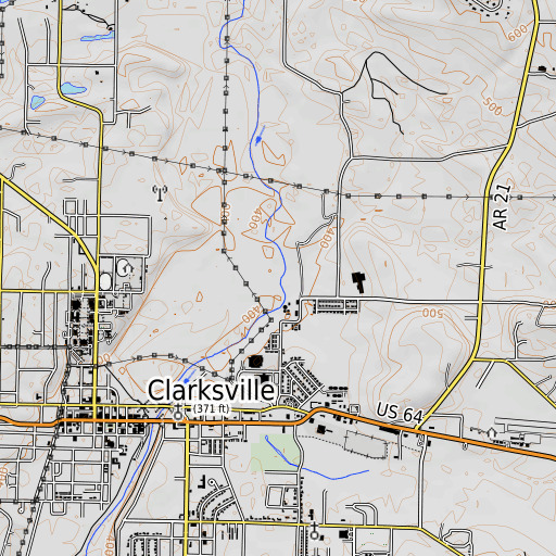 OpenTopoMap map of Spadra Branch, AR