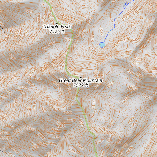 OpenTopoMap map of Great Bear Mountain, MT
