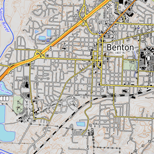 OpenTopoMap map of West Side School, AR