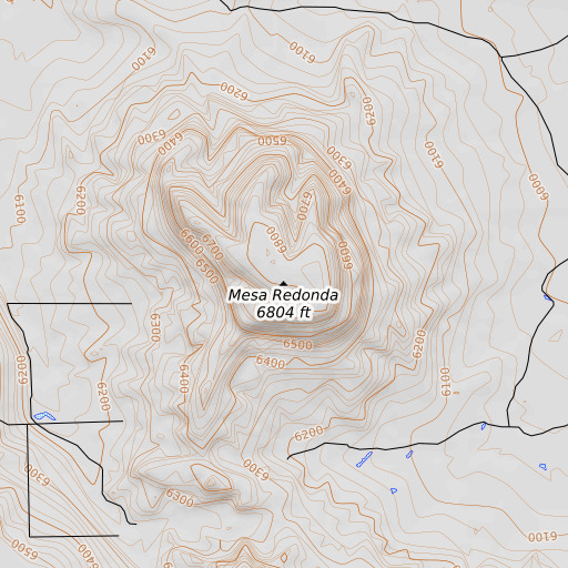 OpenTopoMap map of Mesa Redonda, AZ