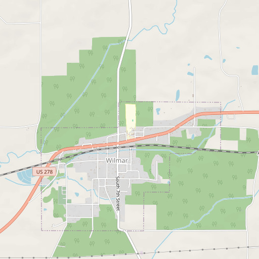 OpenStreetMap map of Wilmar High School, AR