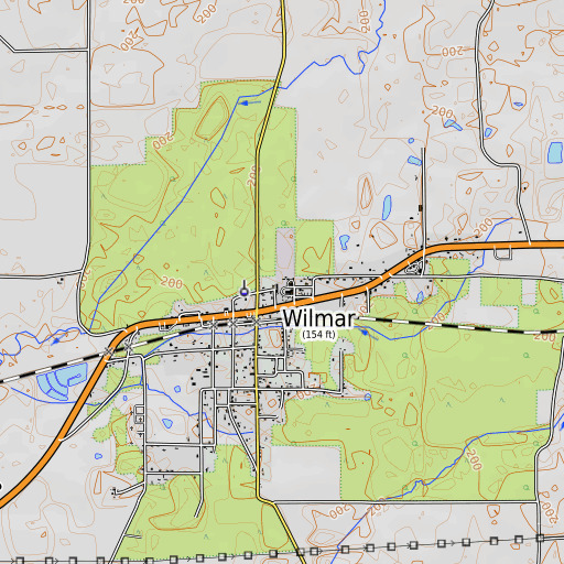 OpenTopoMap map of Wilmar High School, AR