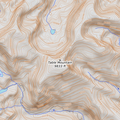 OpenTopoMap map of Table Mountain, MT