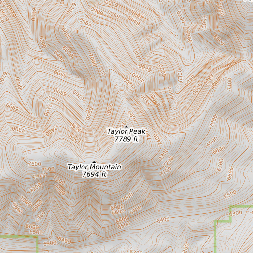 OpenTopoMap map of Taylor Peak, MT