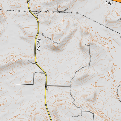 OpenTopoMap map of Patsy Creek, AR