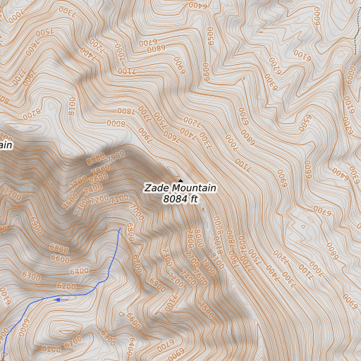 OpenTopoMap map of Zade Mountain, MT