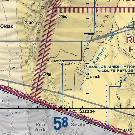 FAA VFR chart of Aros Wash, AZ