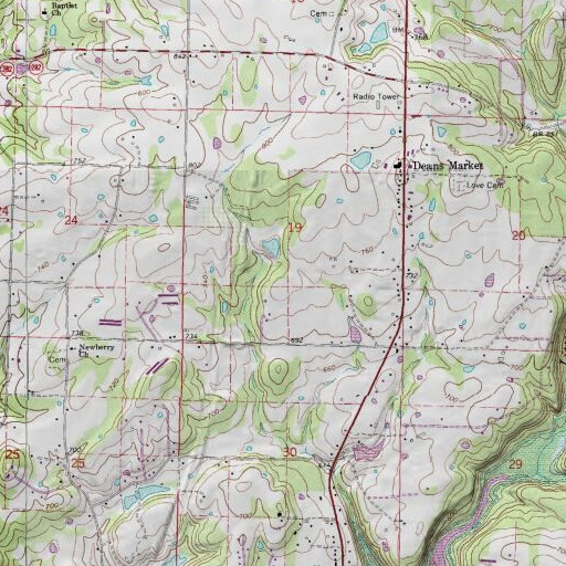 USGS 24K topo map of Morris Lake, AR