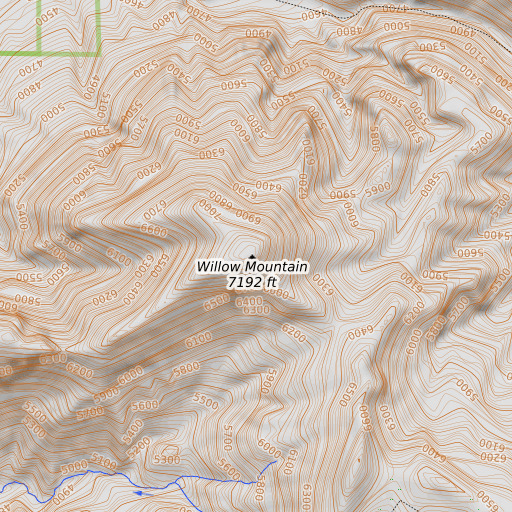 OpenTopoMap map of Willow Mountain, MT