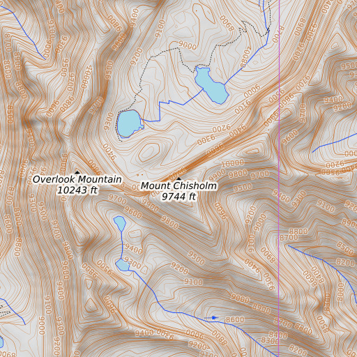 OpenTopoMap map of Mount Chisholm, MT