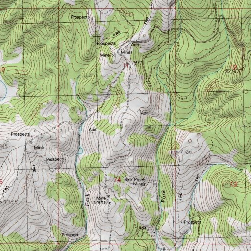 USGS 24K topo map of Echo Mine, MT