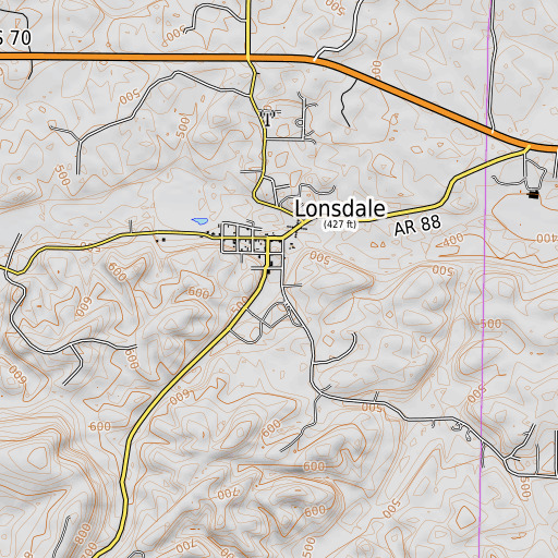 OpenTopoMap map of Spring Lake Dam, AR
