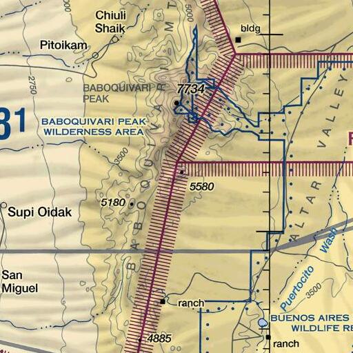 FAA VFR chart of Mildred Peak, AZ