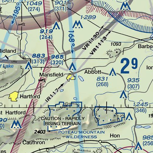 FAA VFR chart of Mansfield Dam, AR