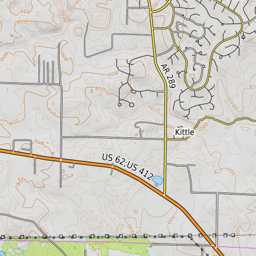 OpenTopoMap map of Timber Lake Dam, AR