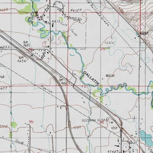 USGS 24K topo map of 01S05E25CC__01 Well, MT
