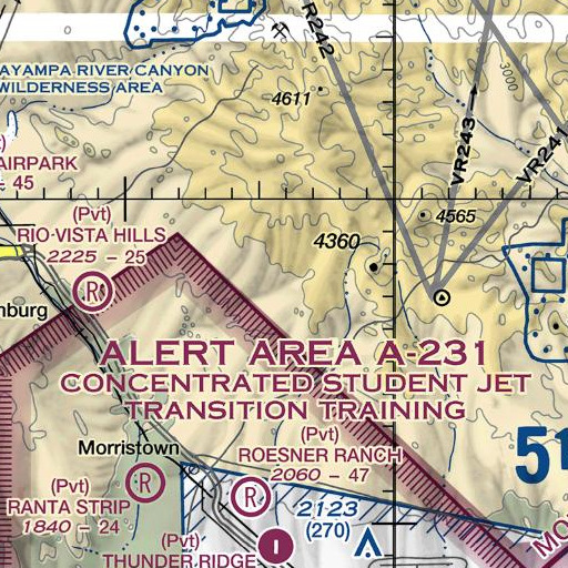 FAA VFR chart of Mitchell Wash, AZ