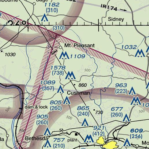 FAA VFR chart of Section 34 Prospect, AR