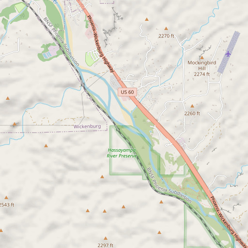 OpenStreetMap map of Mockingbird Wash, AZ
