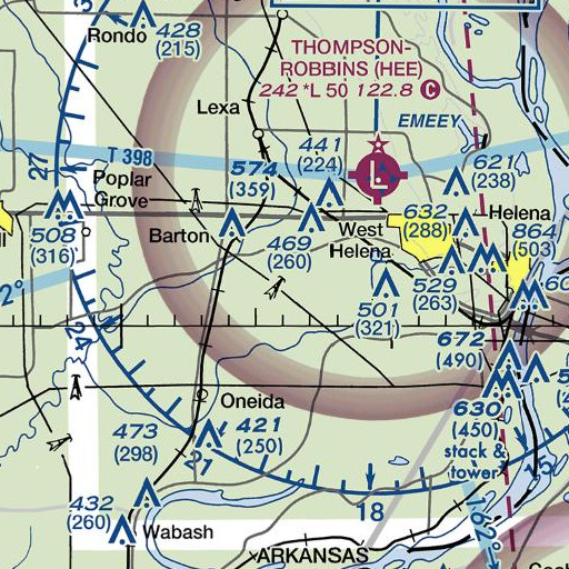 FAA VFR chart of Pillar School (historical), AR