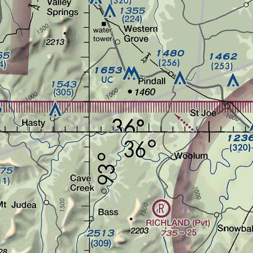 FAA VFR chart of Copper Bluff, AR