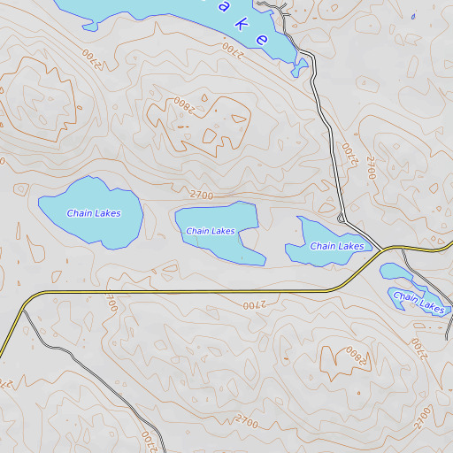OpenTopoMap map of Chain Lakes, NE