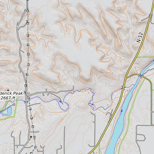 OpenTopoMap map of Decker School, NE