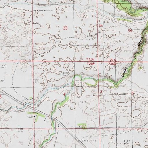 USGS 24K topo map of Dry Creek, NE