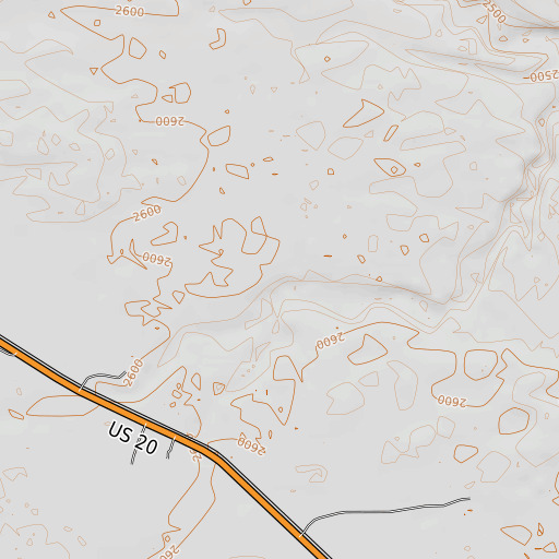 OpenTopoMap map of Dry Creek, NE