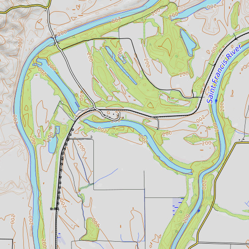 OpenTopoMap map of McFall Crossing, AR