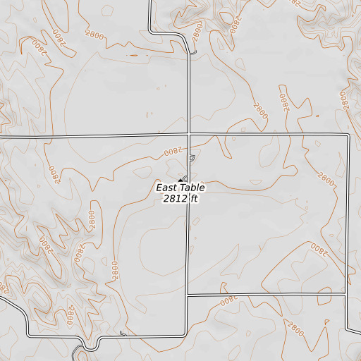 OpenTopoMap map of East Table, NE