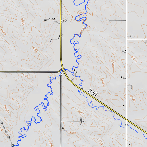OpenTopoMap map of Kerloo Creek, NE